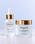 VReserve Bee Glow Day Serum and Day Cream in studio background.